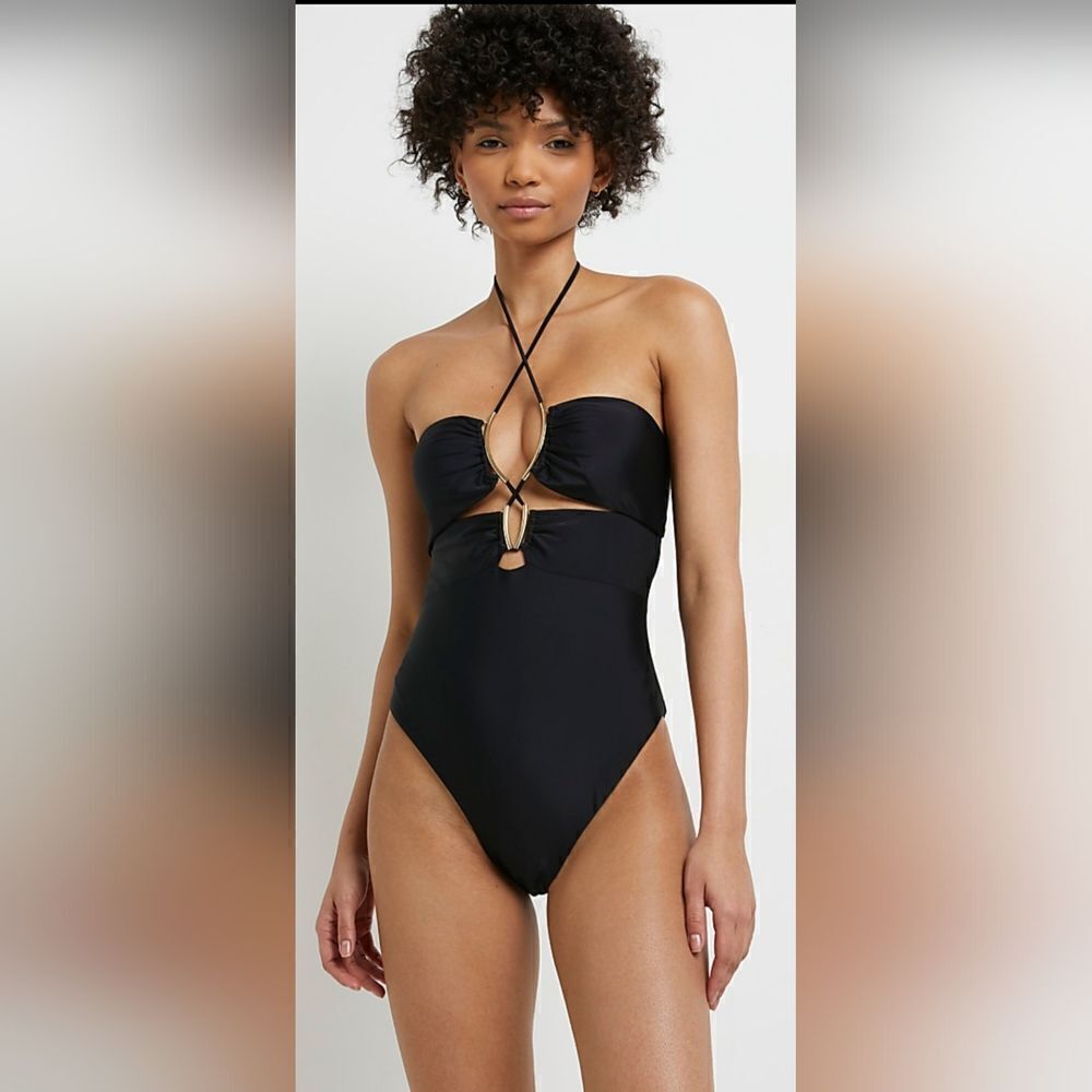 River Island Black Halter Neck Swimsuit NWT size 8